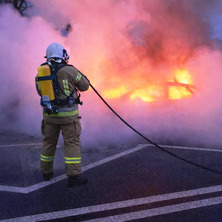 Pożar samochodu osobowego. Auto spłonęło doszczętnie
